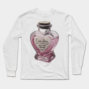 Dusky pink potion heart bottle - Artsy Long Sleeve T-Shirt